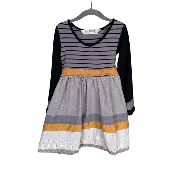 Jak & Peppar Follow Your Heart Stripe Long Sleeve Fit & Flare Toddler Dress - Picture 1 of 7